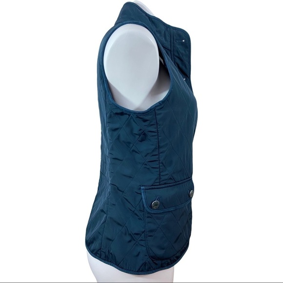 Talbots Fleece Lined Dark Green Quilted Vest Small - Picture 3 of 7